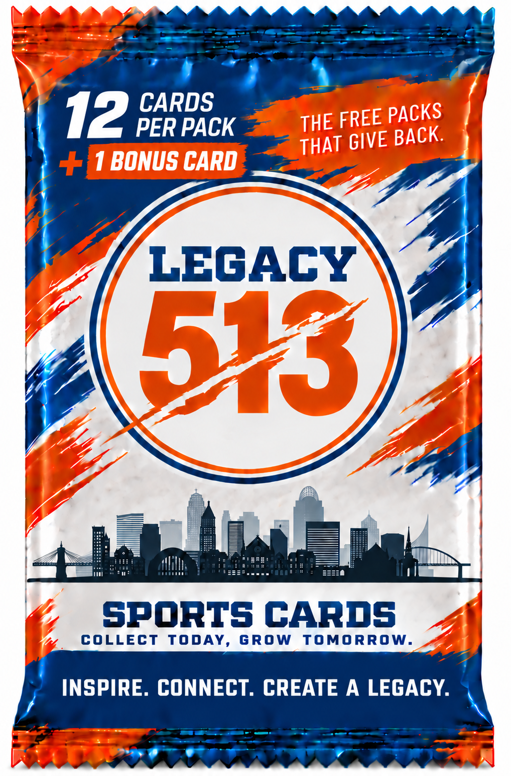 Legacy513 sports card pack with 12 cards and one bonus card